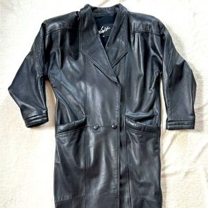 Vintage leather calf length coat by Winlet